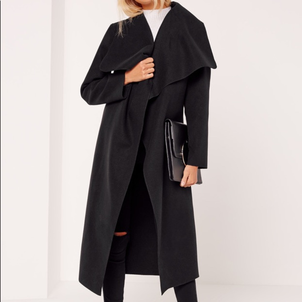 Missguided Oversized Waterfall Duster Coat Black